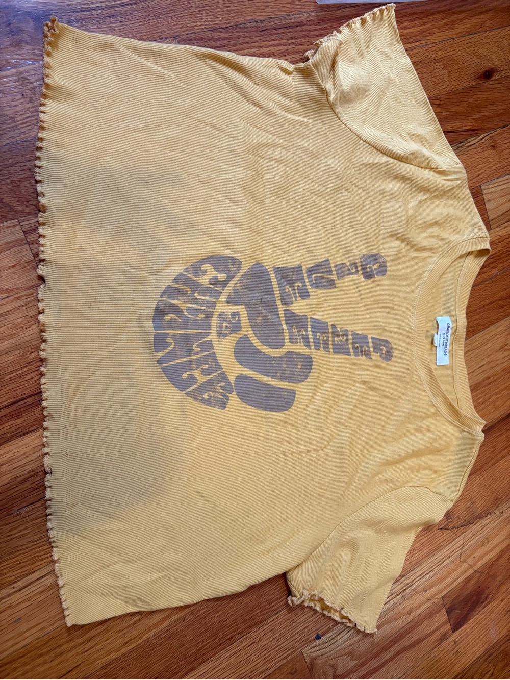 Yellow Graphic Ringer Tee